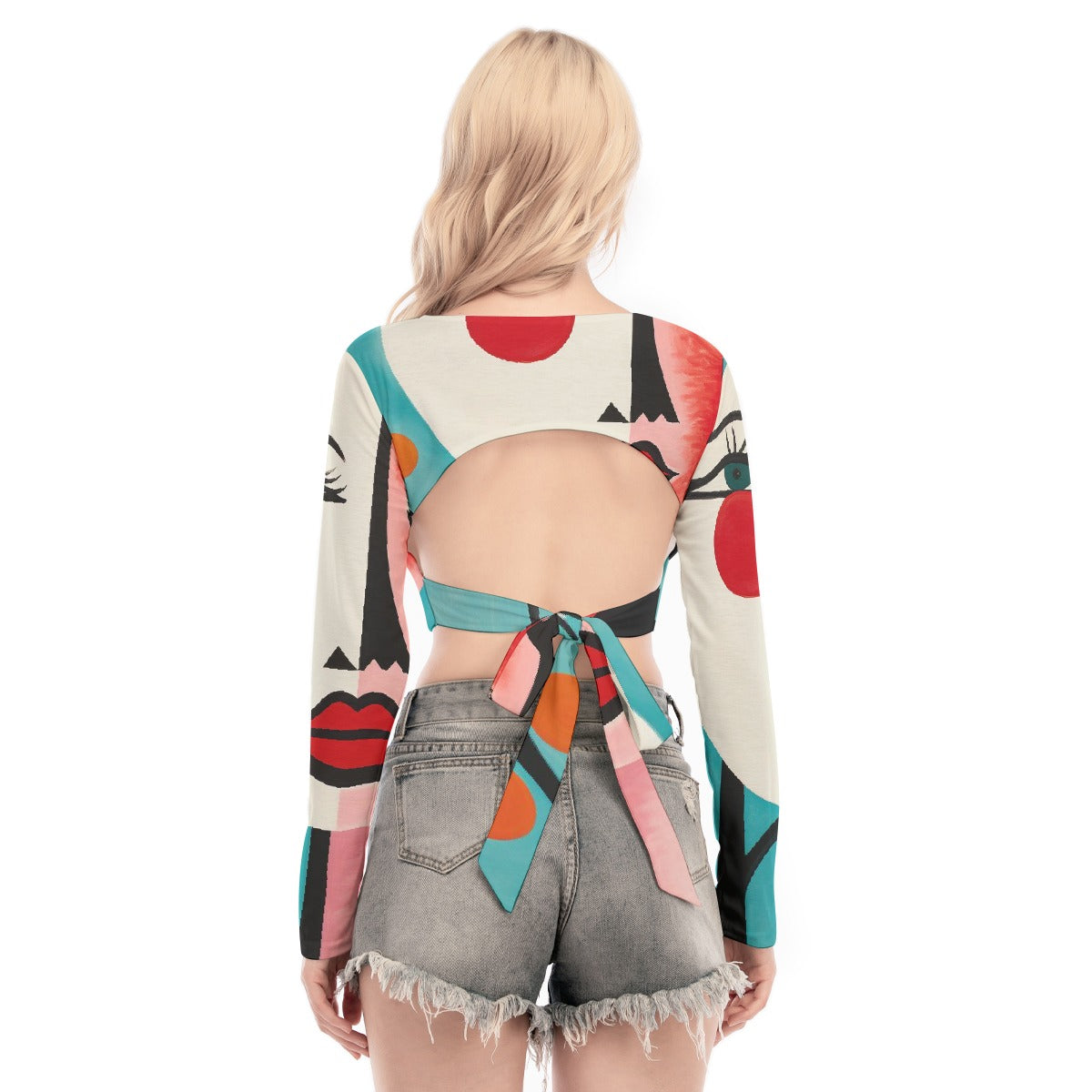 All-Over Print Women's Back Hollow T-shirt With Strap