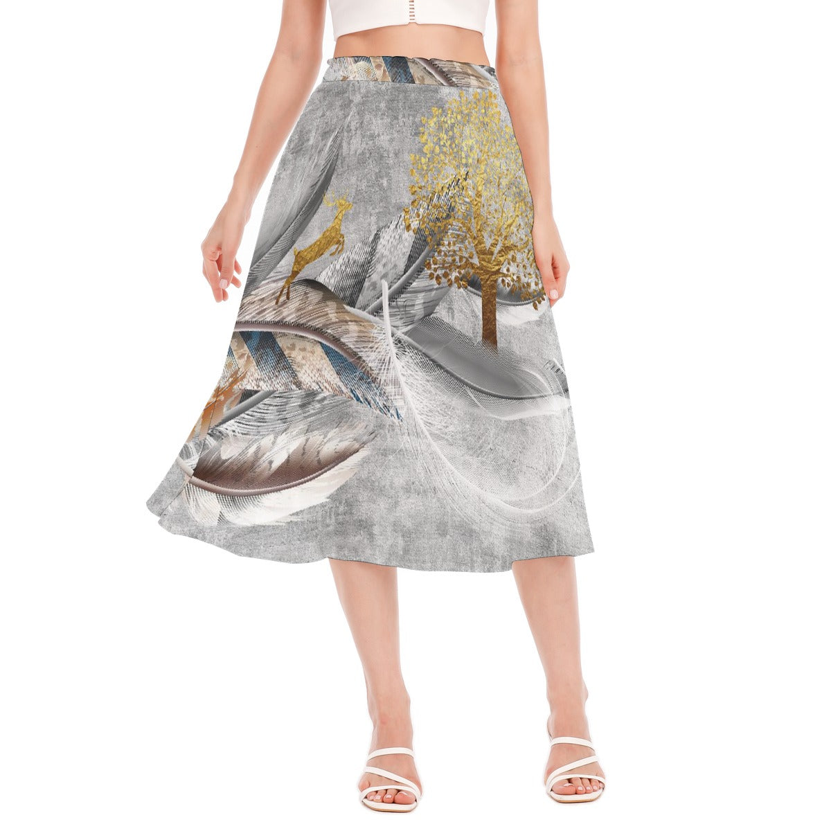 All-Over Print Women's Long Section Chiffon Skirt