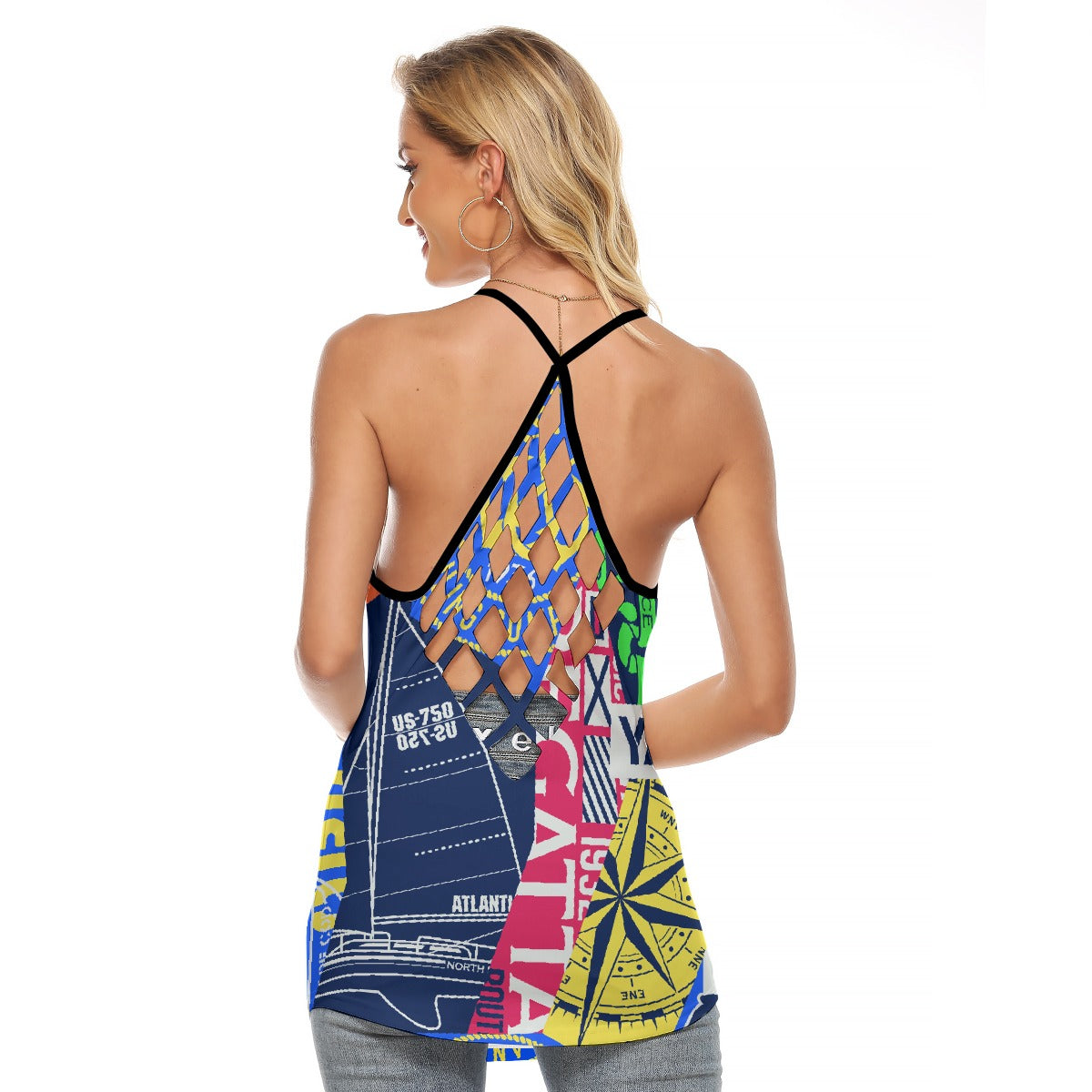 All-Over Print Women's Criss-Cross Open Back Tank Top
