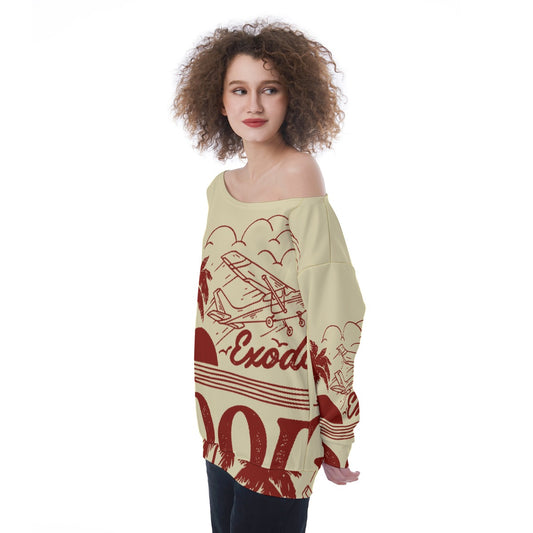All-Over Print Oversized Women's Off-Shoulder Sweatshirt