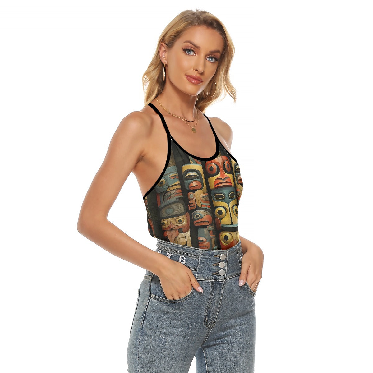 All-Over Print Women's Criss-Cross Open Back Tank Top