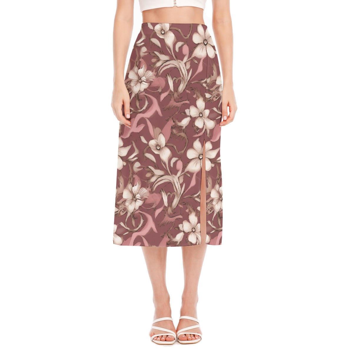 All-Over Print Women's High Slit Long Skirt