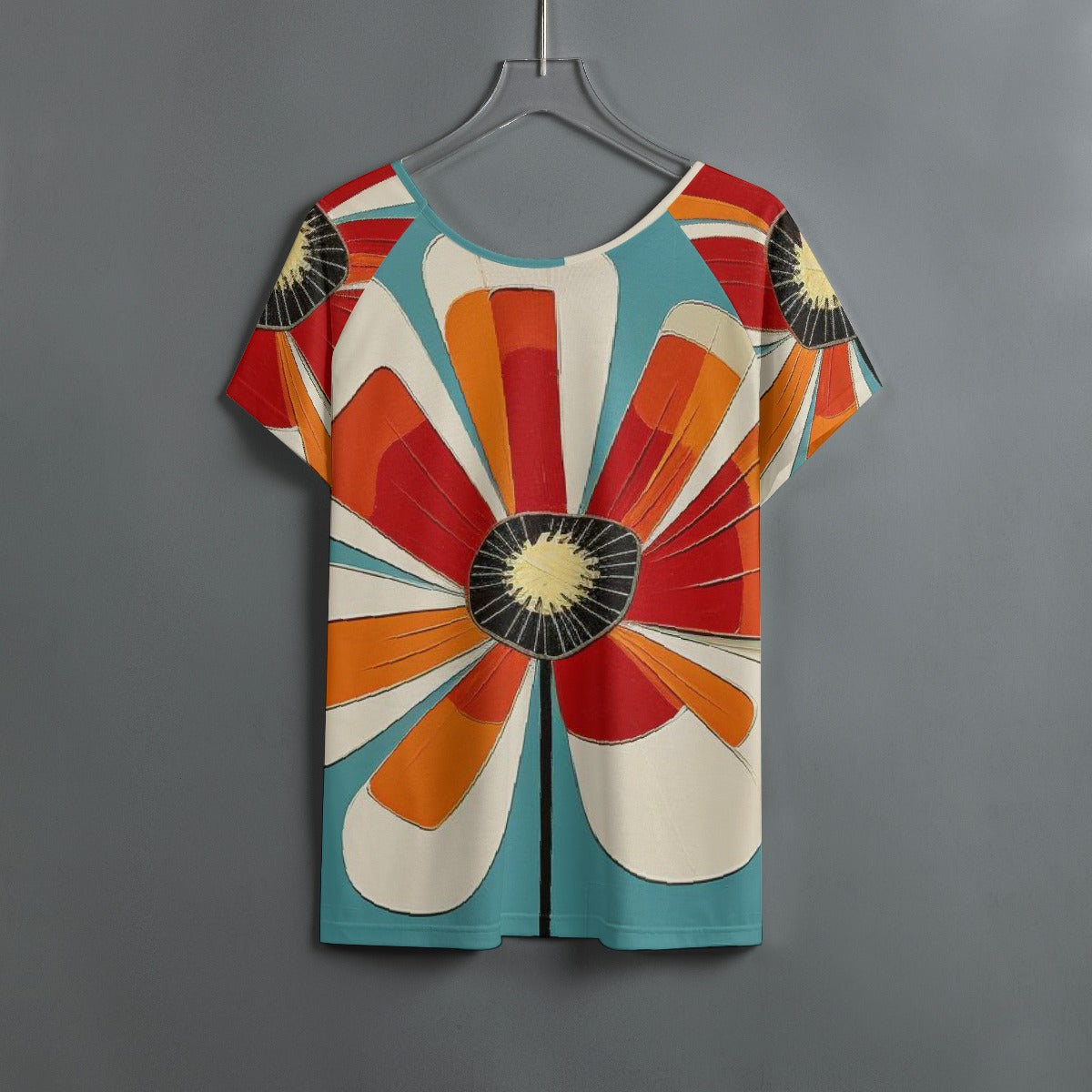 All-Over Print Women's Round Neck T-shirt With Raglan Sleeve