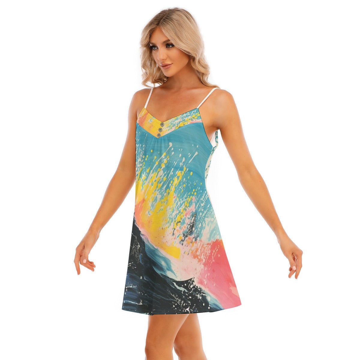 All-Over Print Women's V-neck Cami Dress