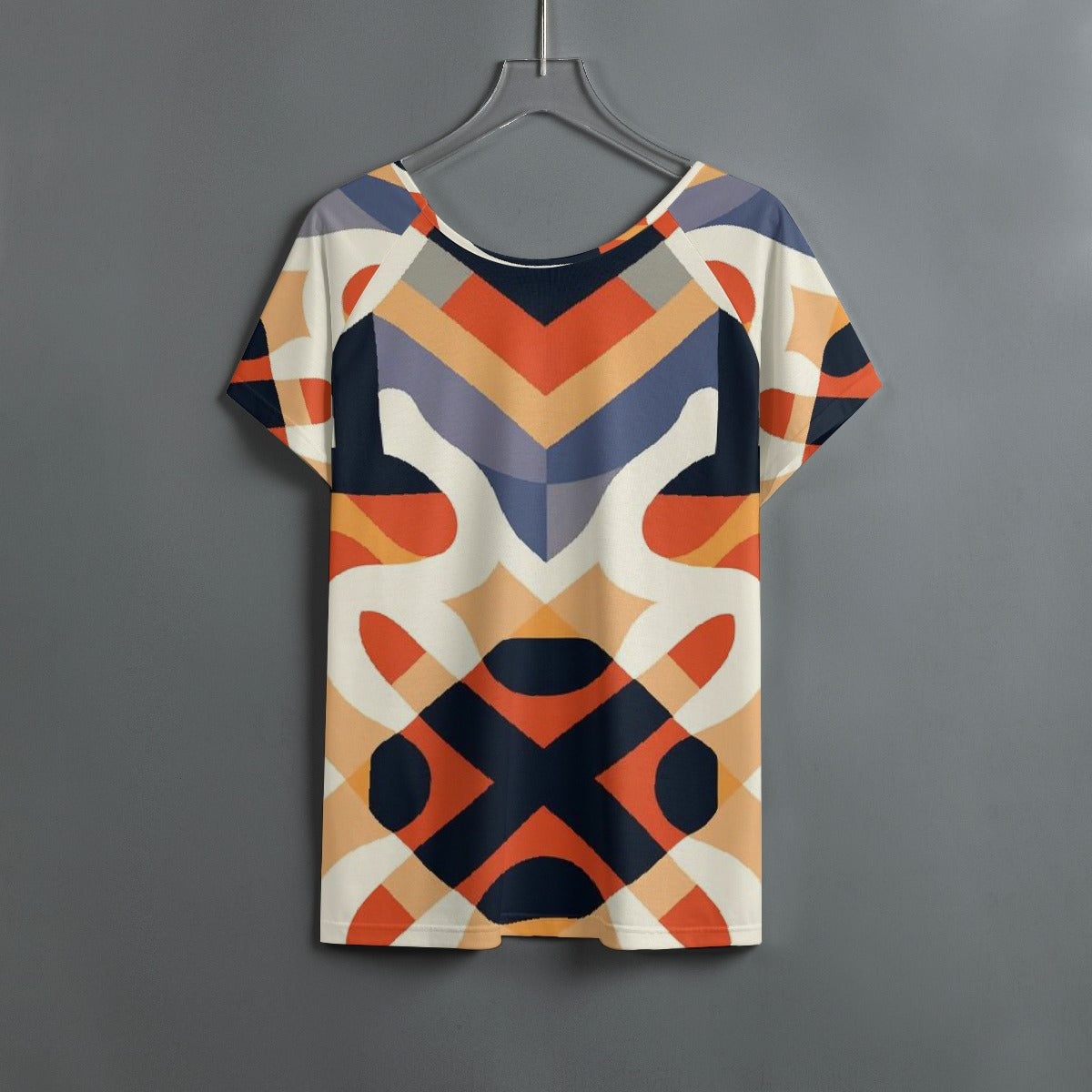 All-Over Print Women's Round Neck T-shirt With Raglan Sleeve