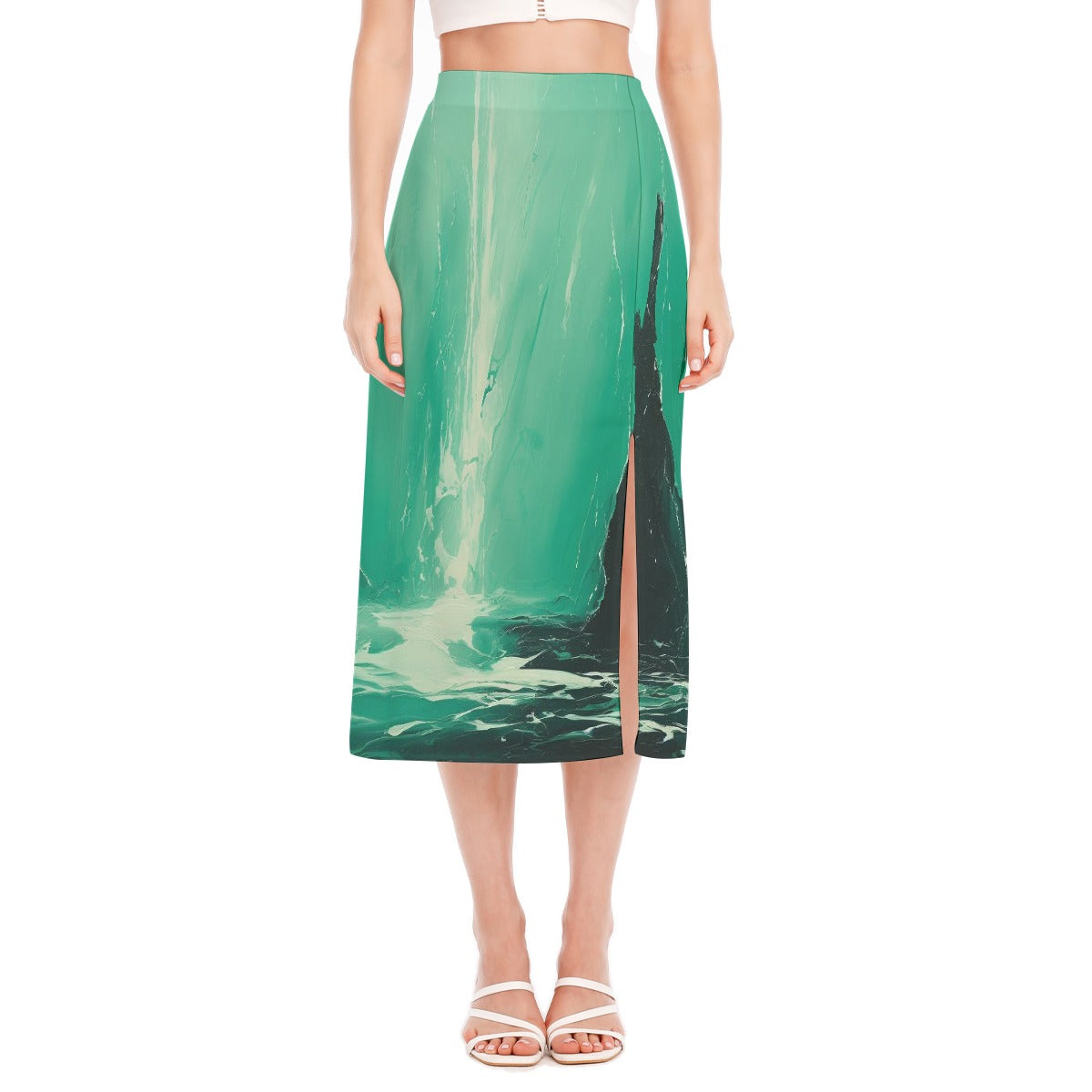 All-Over Print Women's High Slit Long Skirt