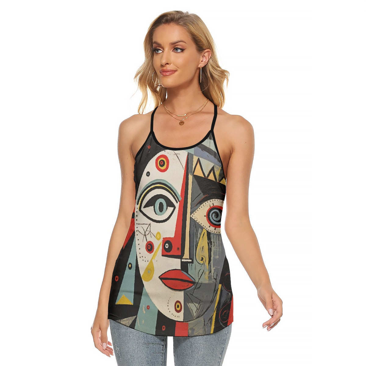 All-Over Print Women's Criss-Cross Open Back Tank Top
