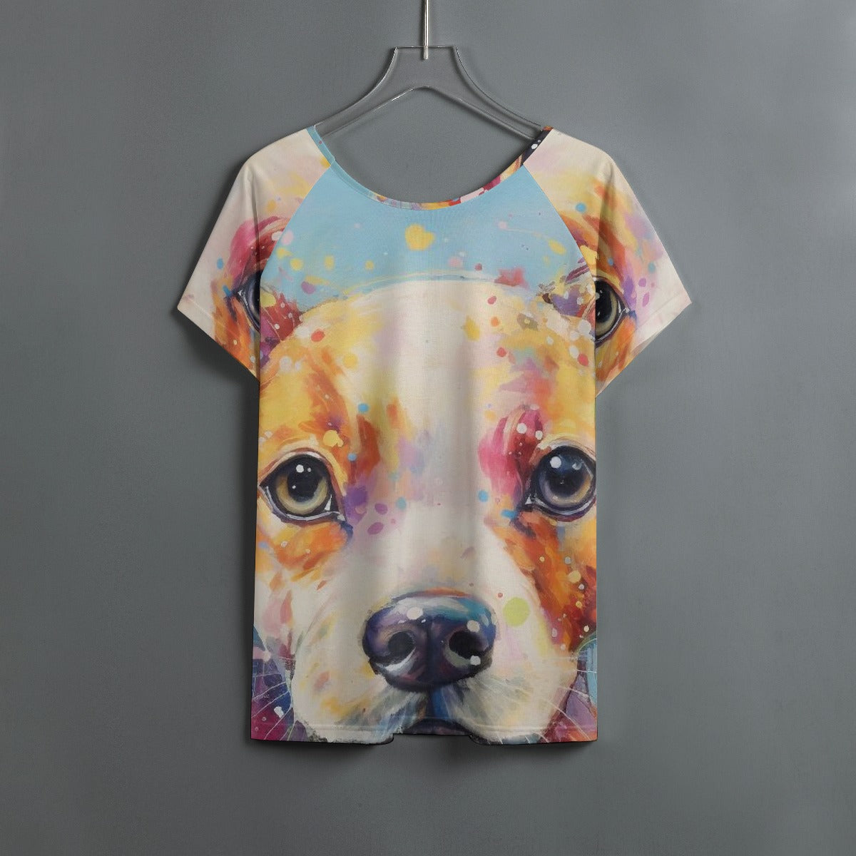All-Over Print Women's Round Neck T-shirt With Raglan Sleeve