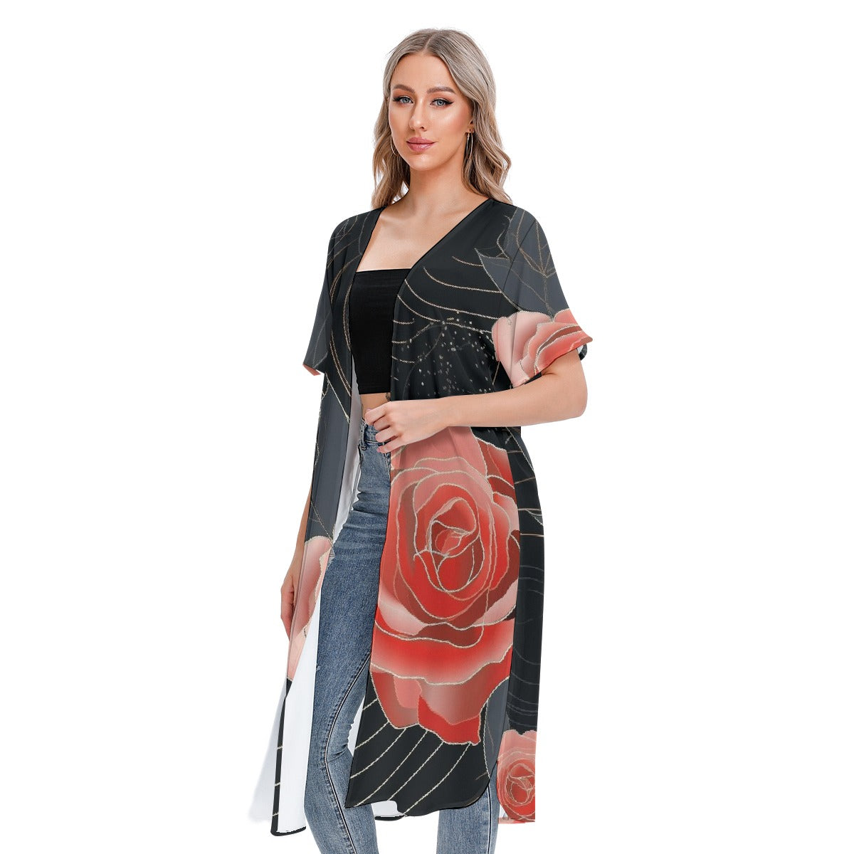 All-Over Print Women's Short Sleeve Cardigan