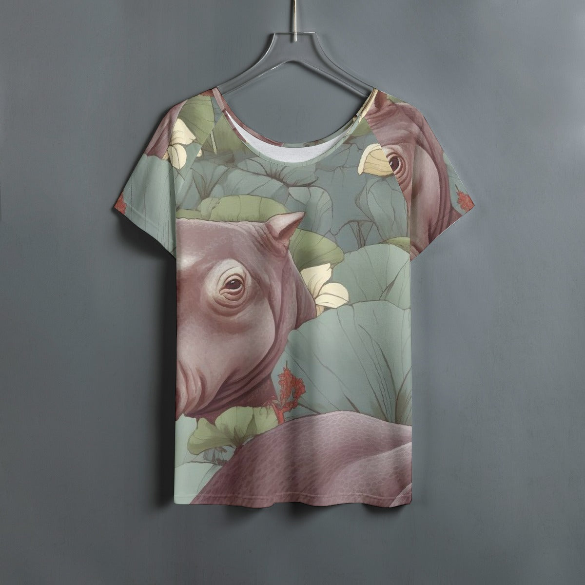 All-Over Print Women's Round Neck T-shirt With Raglan Sleeve