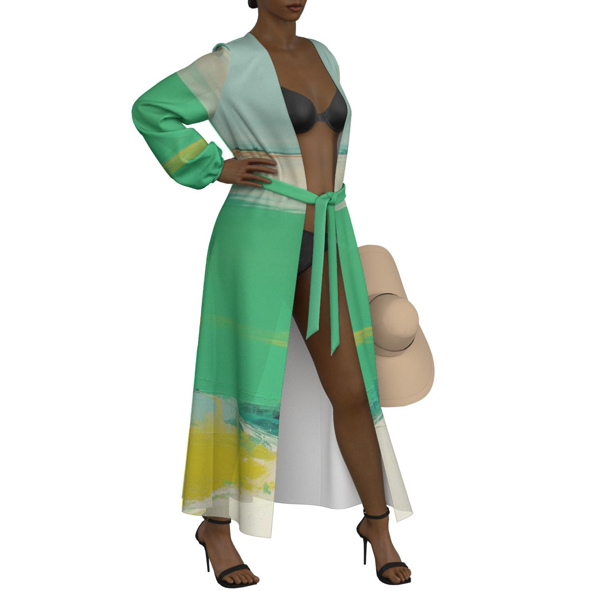 All-Over Print Women's Lace-up Chiffon Robe