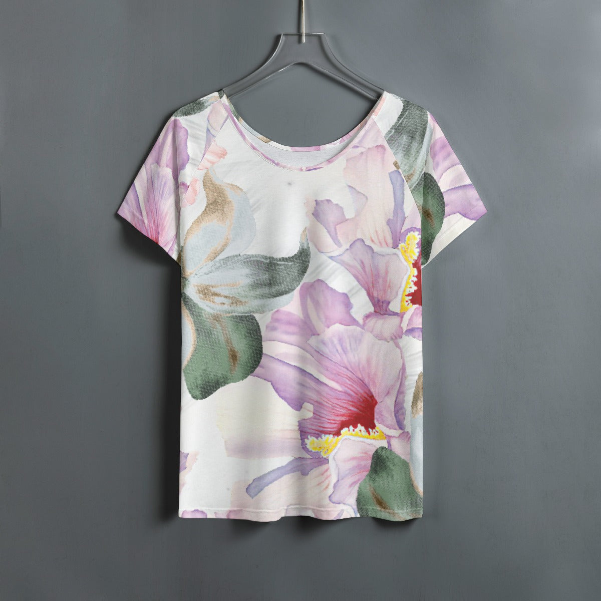 All-Over Print Women's Round Neck T-shirt With Raglan Sleeve