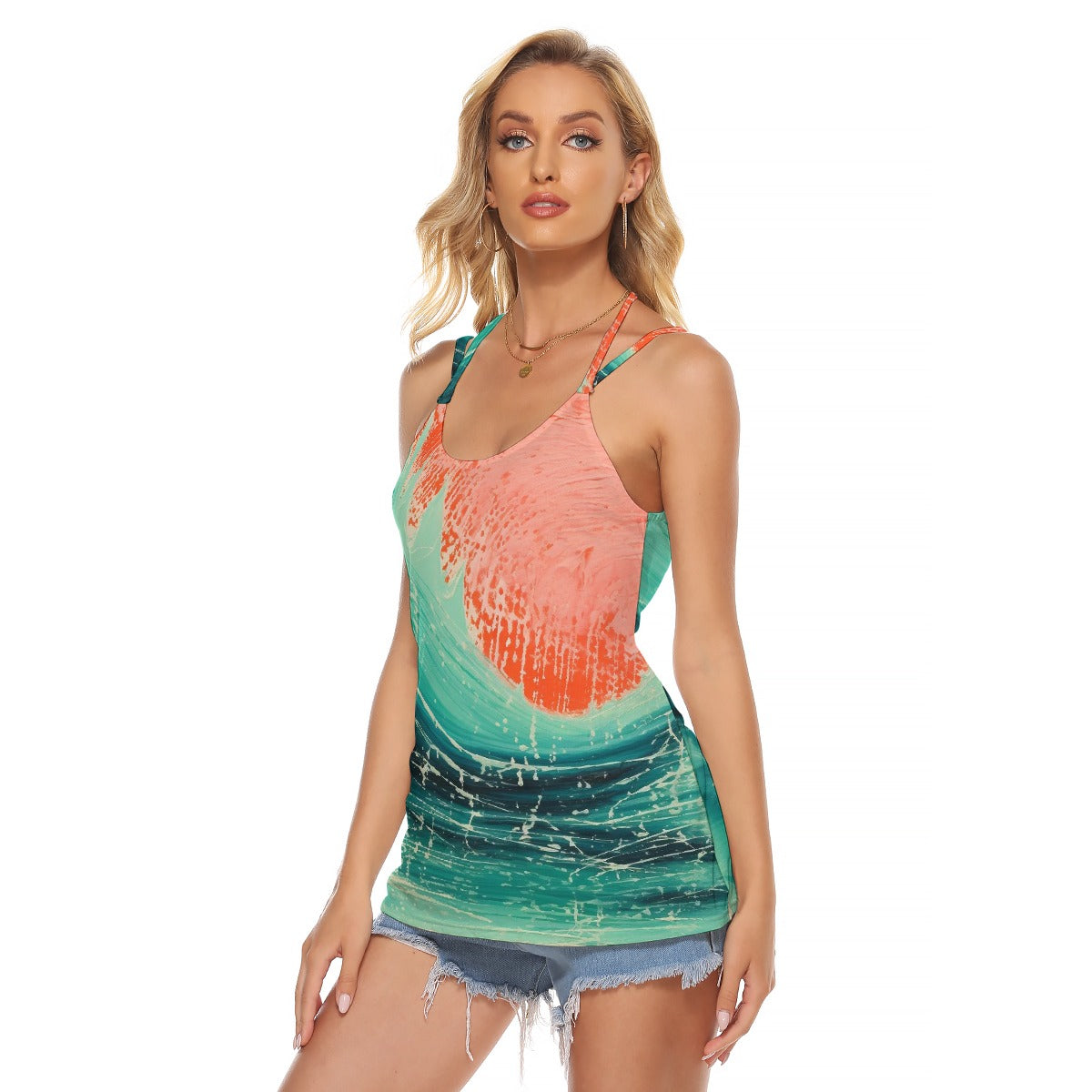 All-Over Print Women's Halter Top With Backless