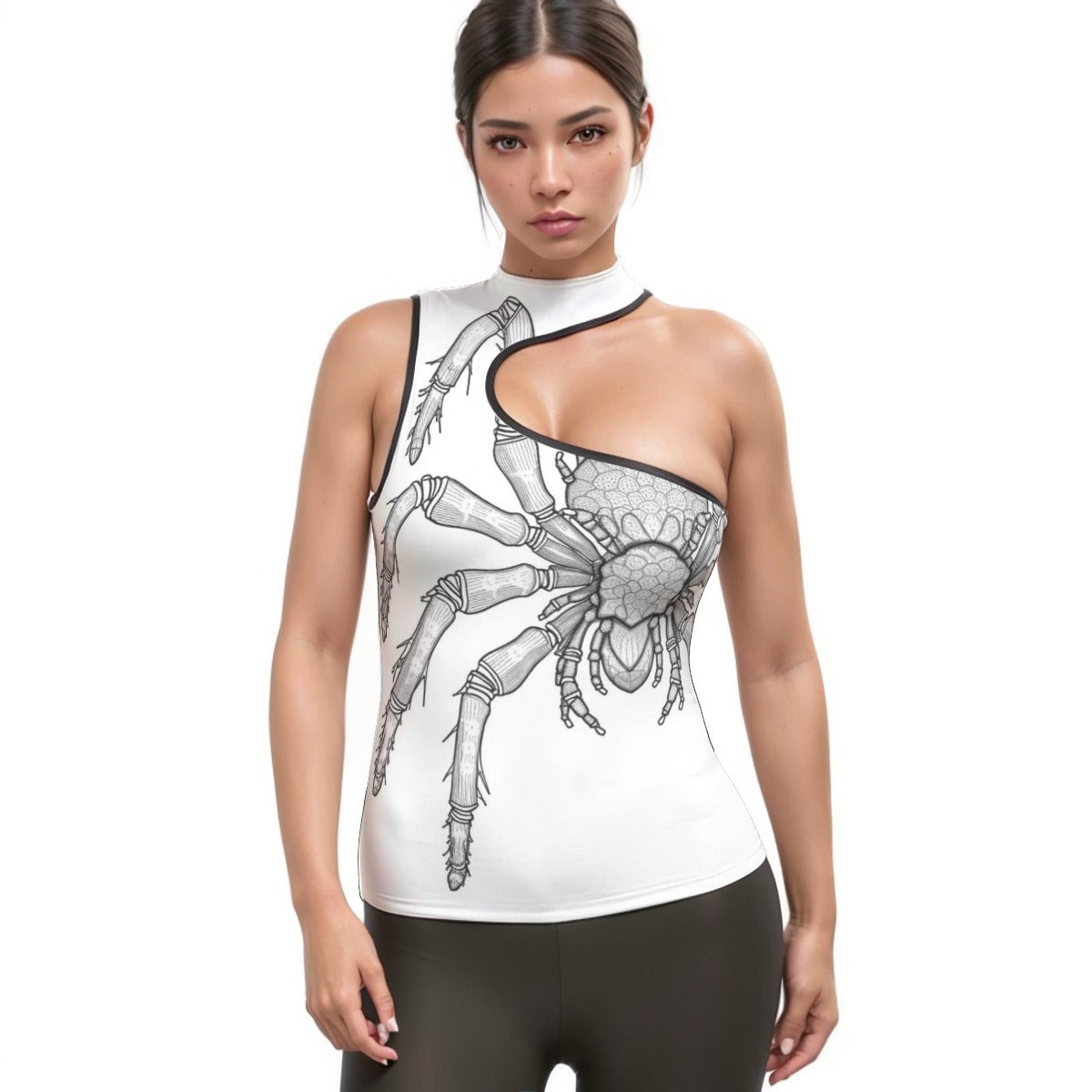 All-Over Print Women's Halter Sleeveless Asymmetrical Tank Top