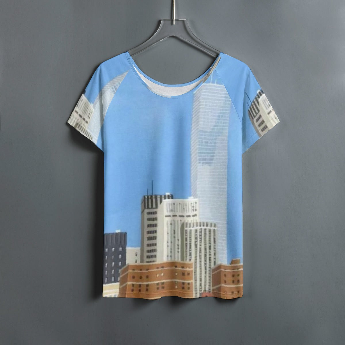 All-Over Print Women's Round Neck T-shirt With Raglan Sleeve