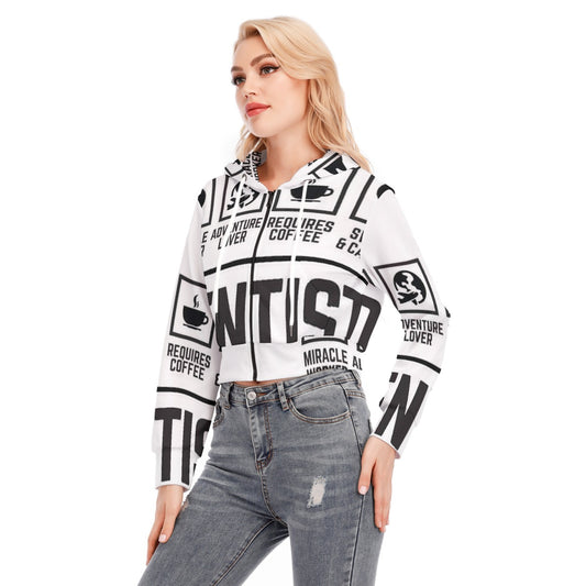 All-Over Print Women's Crop Top Hoodie With Zipper Closure