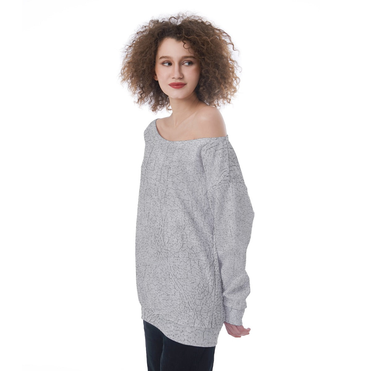 All-Over Print Oversized Women's Off-Shoulder Sweatshirt