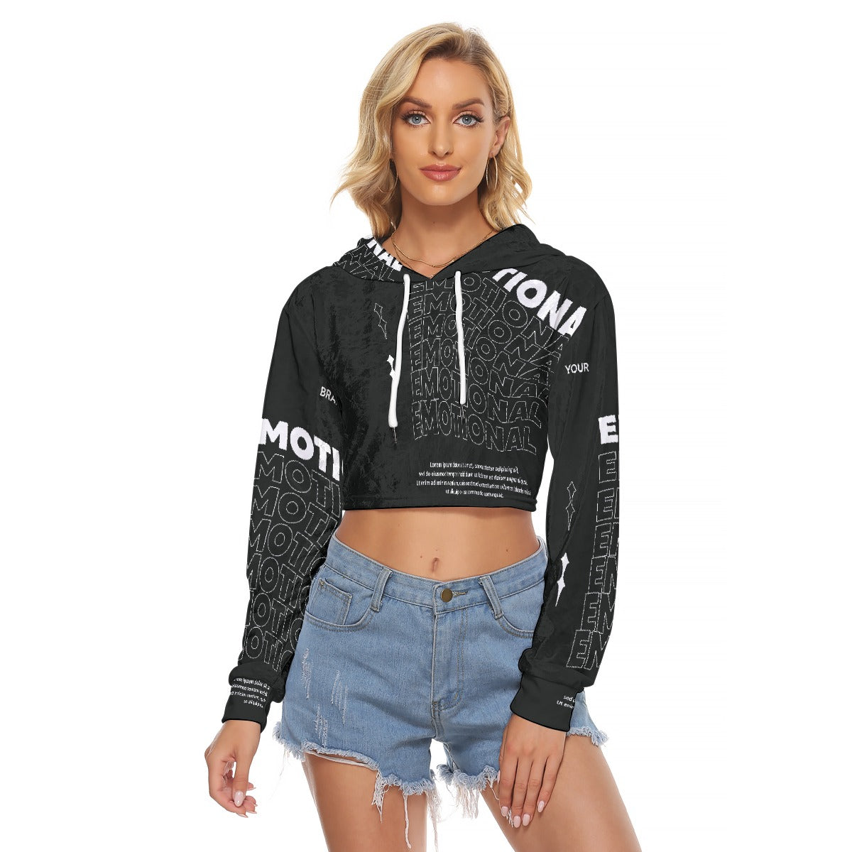 All-Over Print Women's Crop Top Hoodie|Velvet