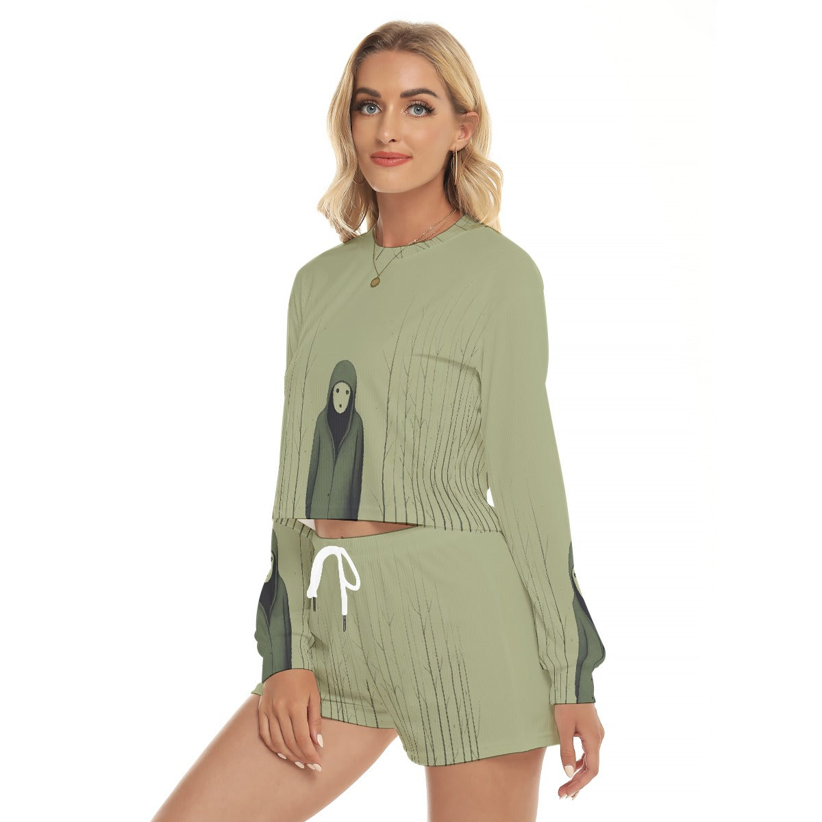 All-Over Print Women's Short Sweatshirt And Pants Suit