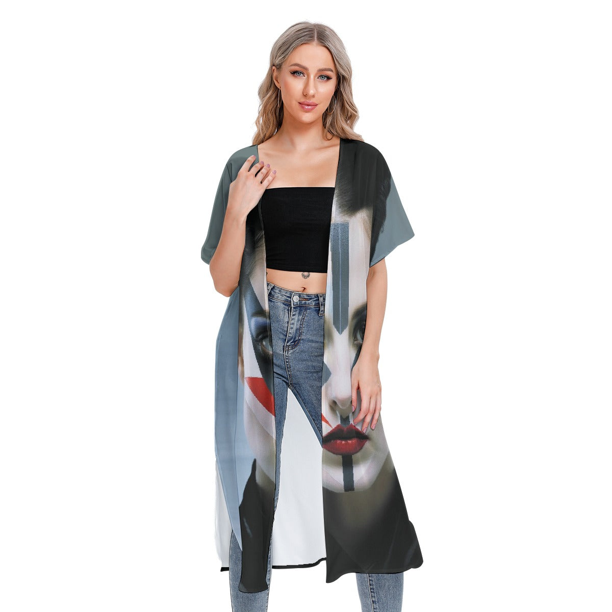 All-Over Print Women's Short Sleeve Cardigan