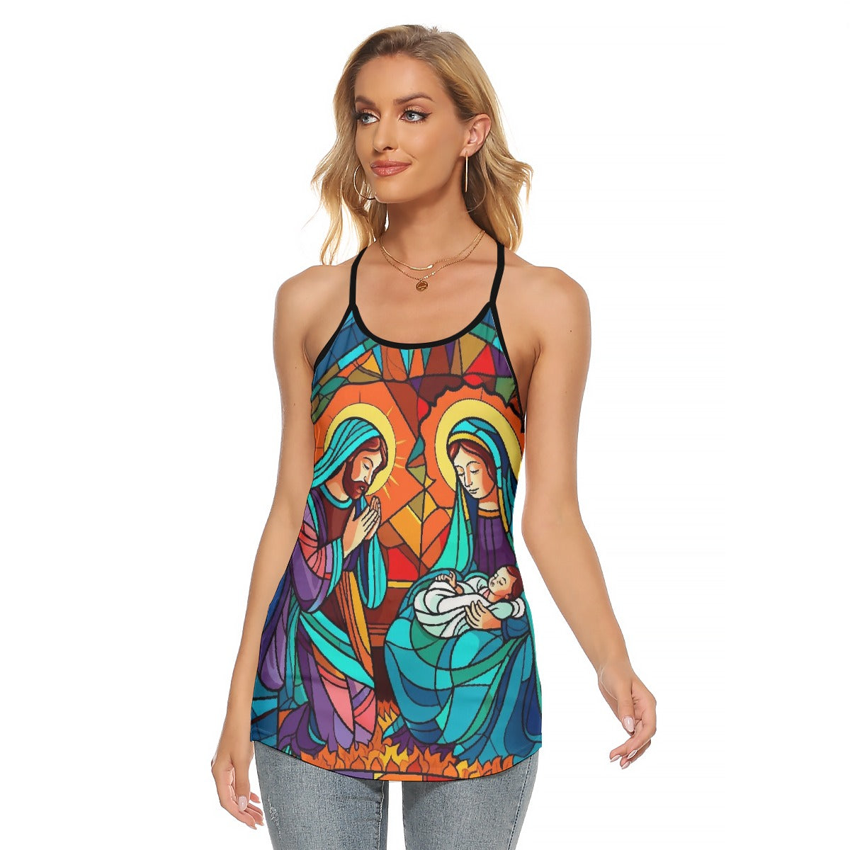All-Over Print Women's Criss-Cross Open Back Tank Top