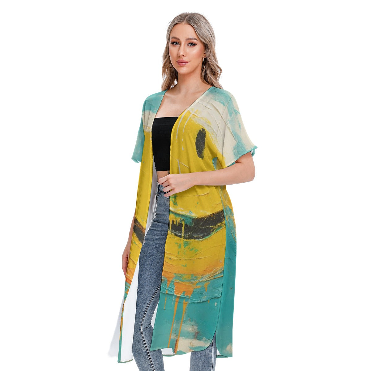 All-Over Print Women's Short Sleeve Cardigan