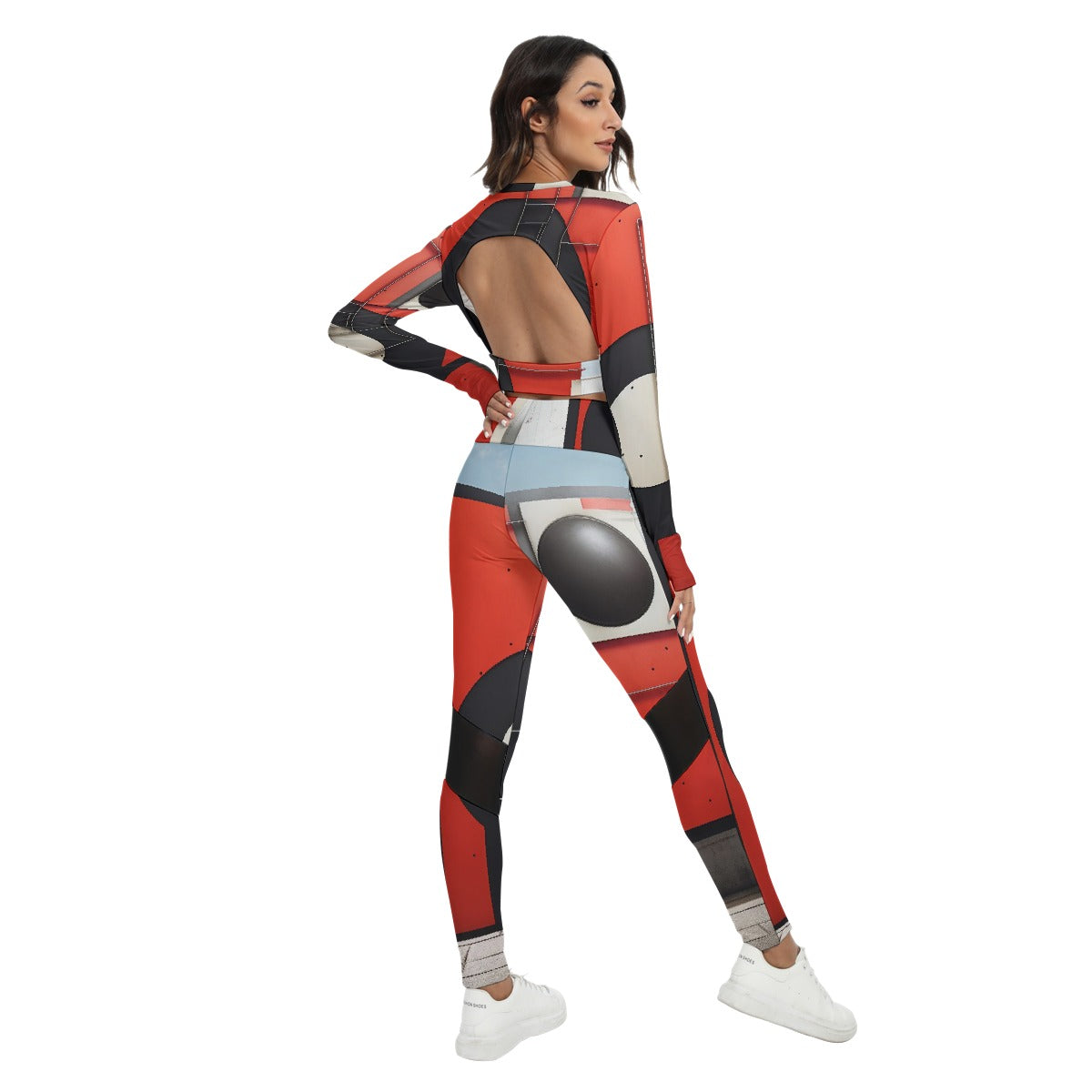 All-Over Print Women's Sport Set With Backless Top And Leggings
