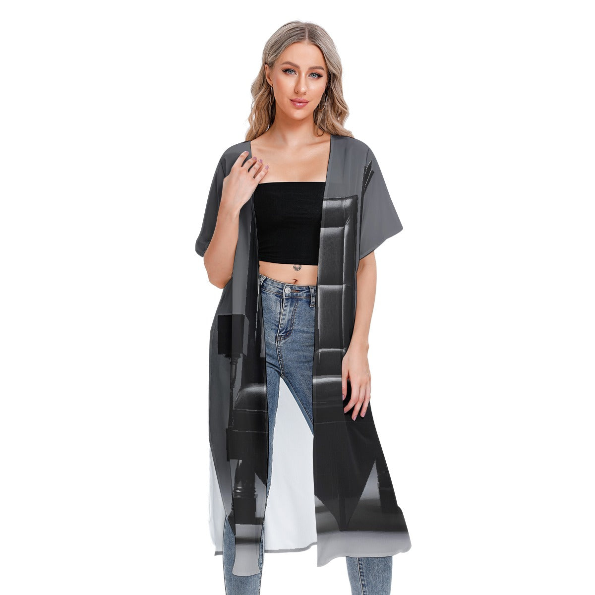 All-Over Print Women's Short Sleeve Cardigan