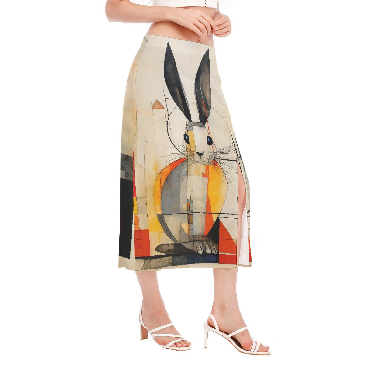 All-Over Print Women's High Slit Long Skirt