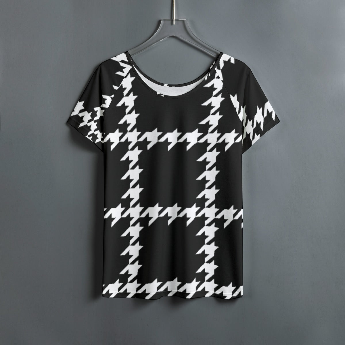 All-Over Print Women's Round Neck T-shirt With Raglan Sleeve