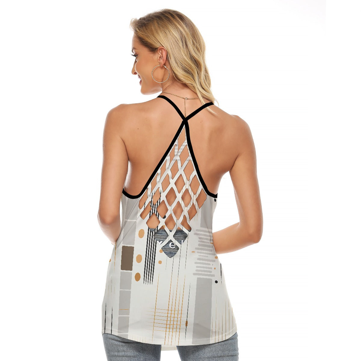 All-Over Print Women's Criss-Cross Open Back Tank Top