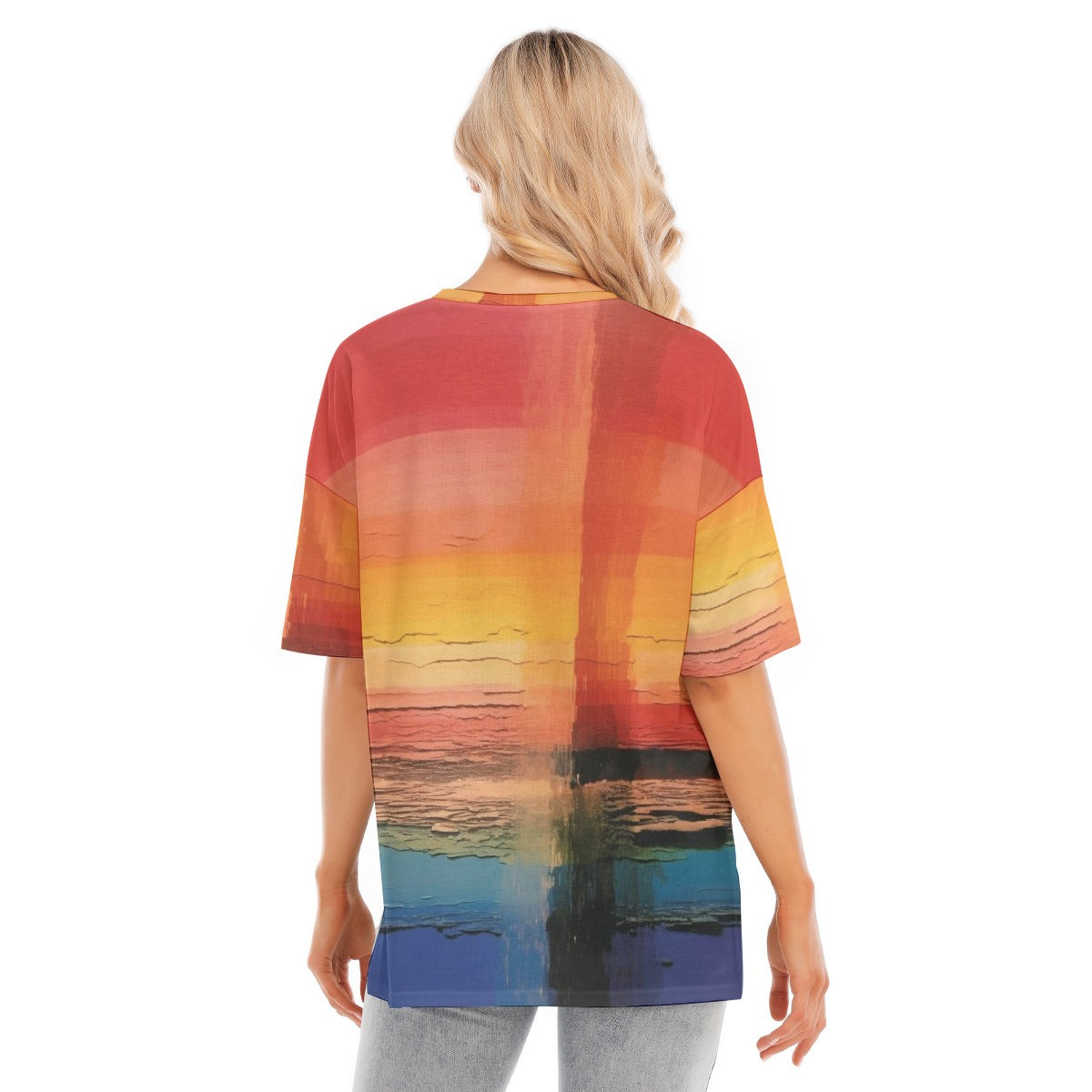 All-Over Print Women's Short Sleeves T-shirt With Hem Split