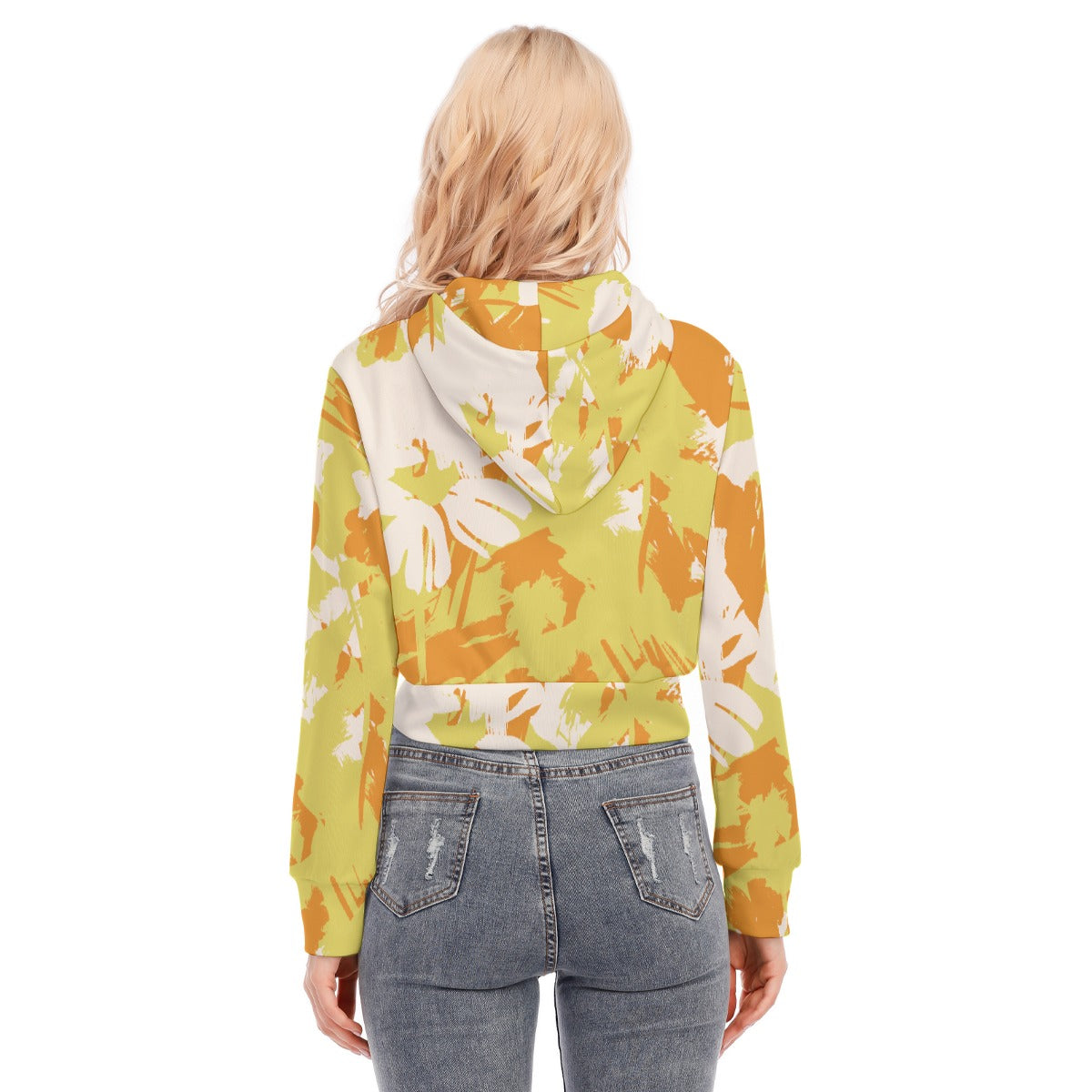 All-Over Print Women's Crop Top Hoodie With Zipper Closure