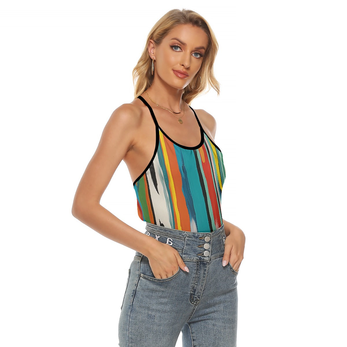 All-Over Print Women's Criss-Cross Open Back Tank Top