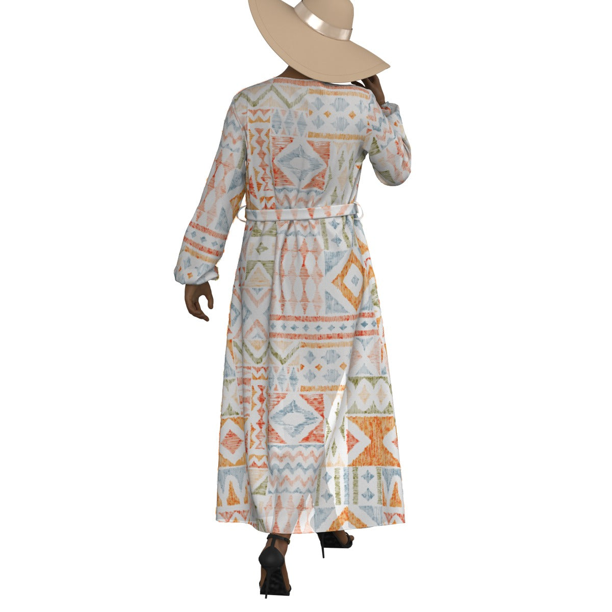 All-Over Print Women's Lace-up Chiffon Robe