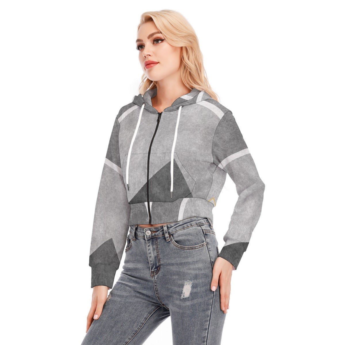 All-Over Print Women's Crop Top Hoodie With Zipper Closure