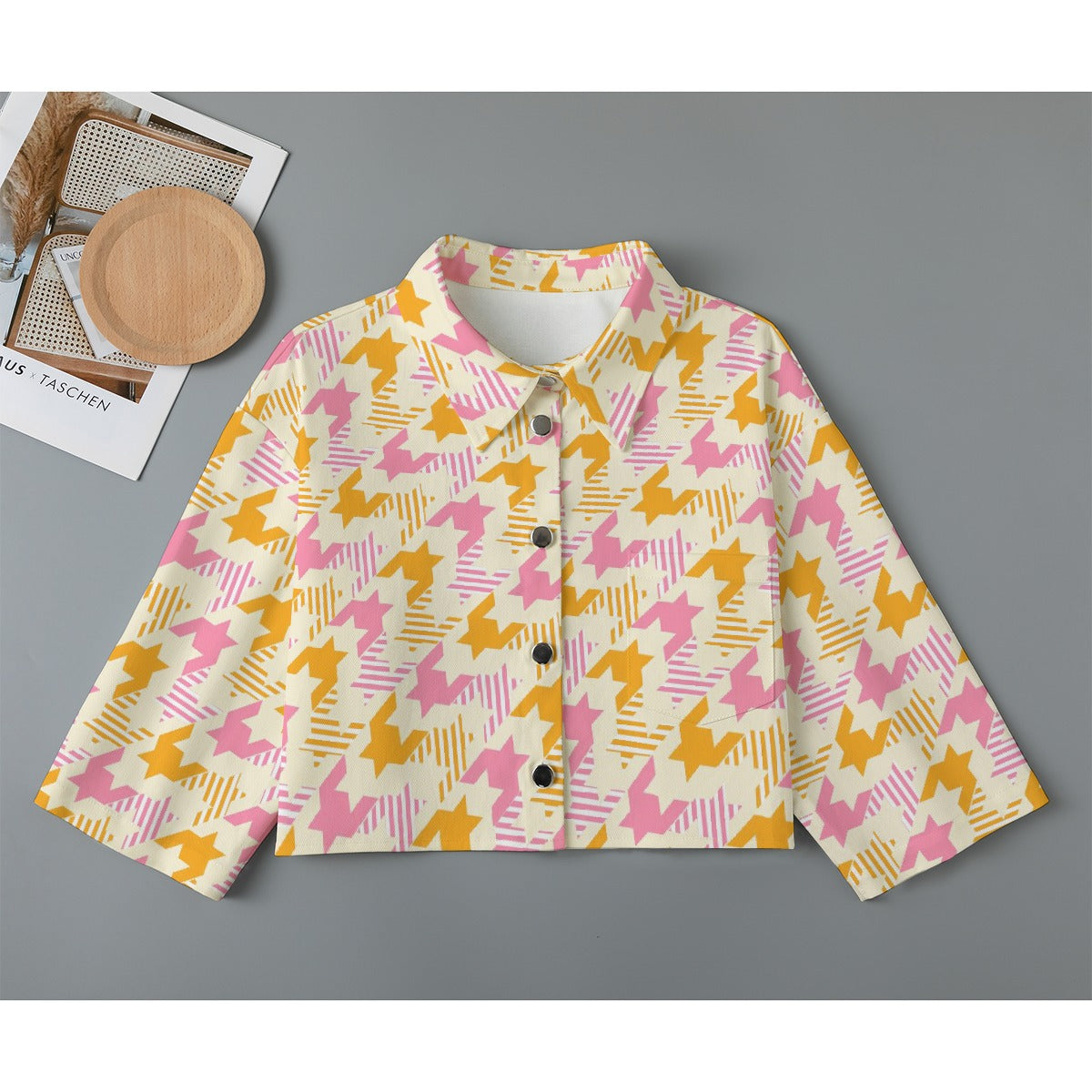 All-Over Print Women's Cropped Jacket | 245GSM Cotton