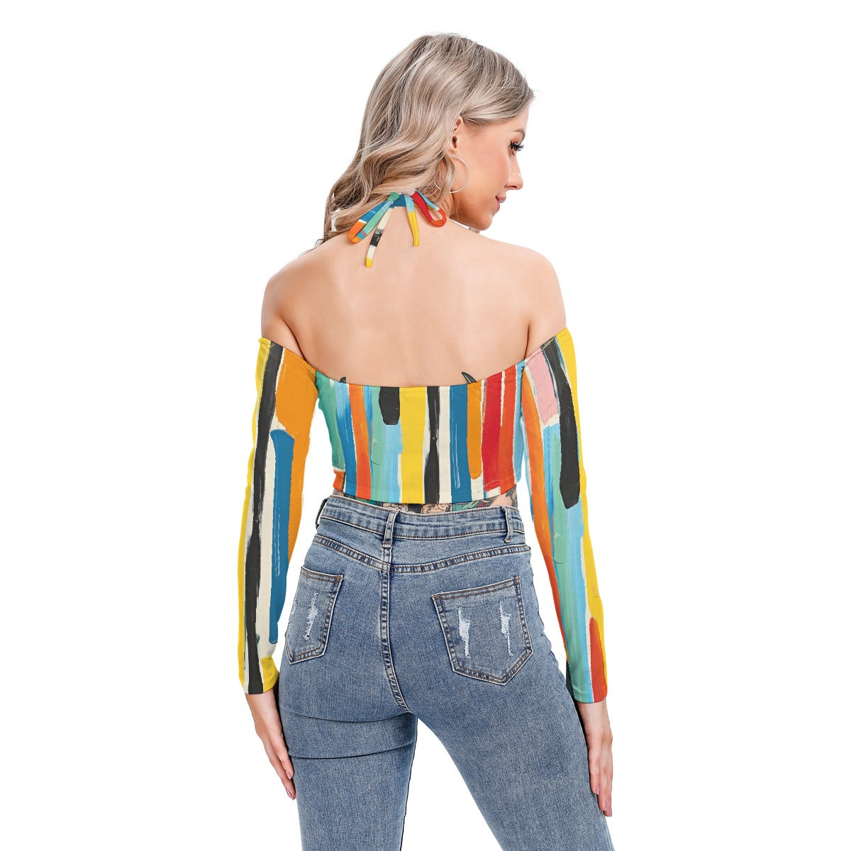 All-Over Print Women's Halter Lace-up Top