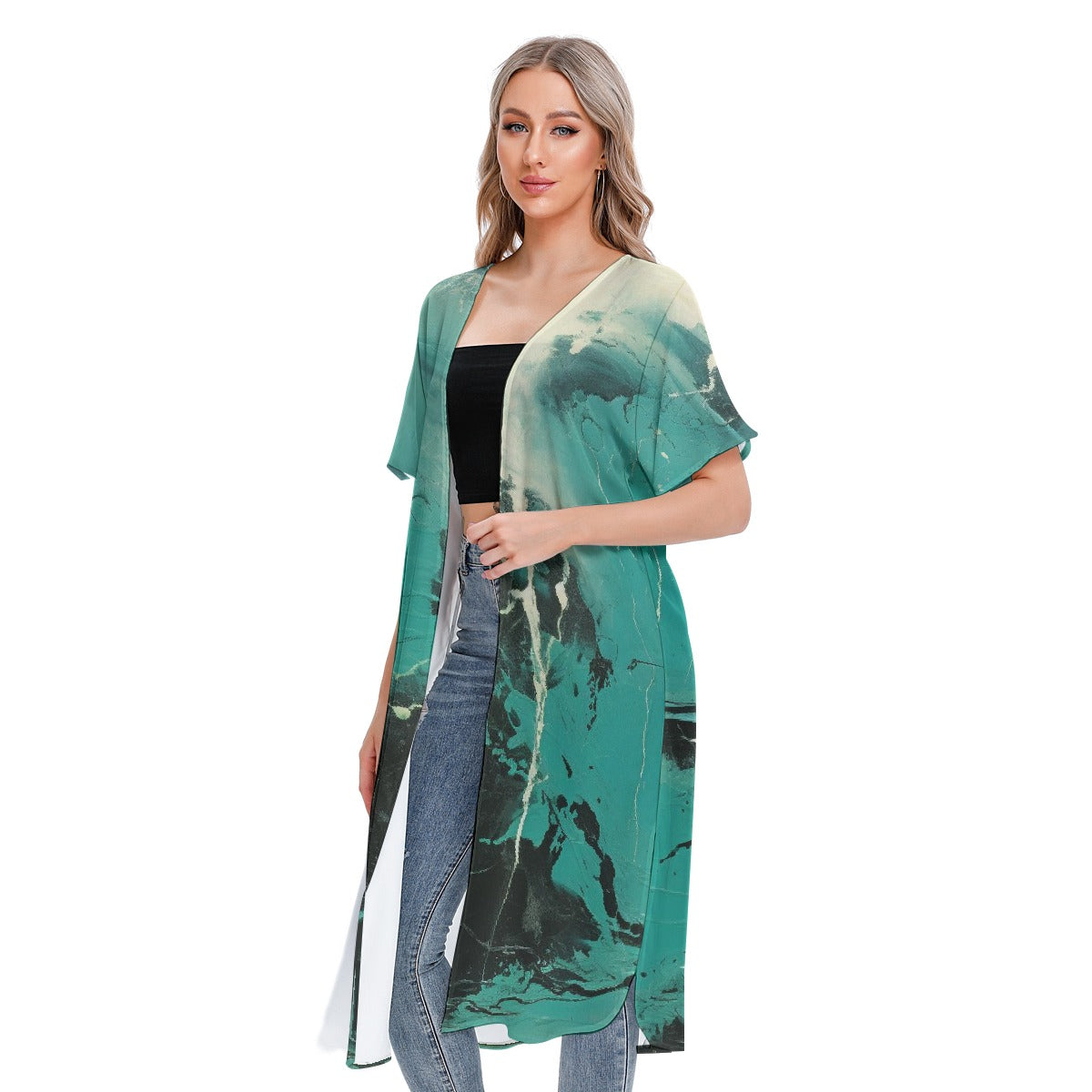 All-Over Print Women's Short Sleeve Cardigan