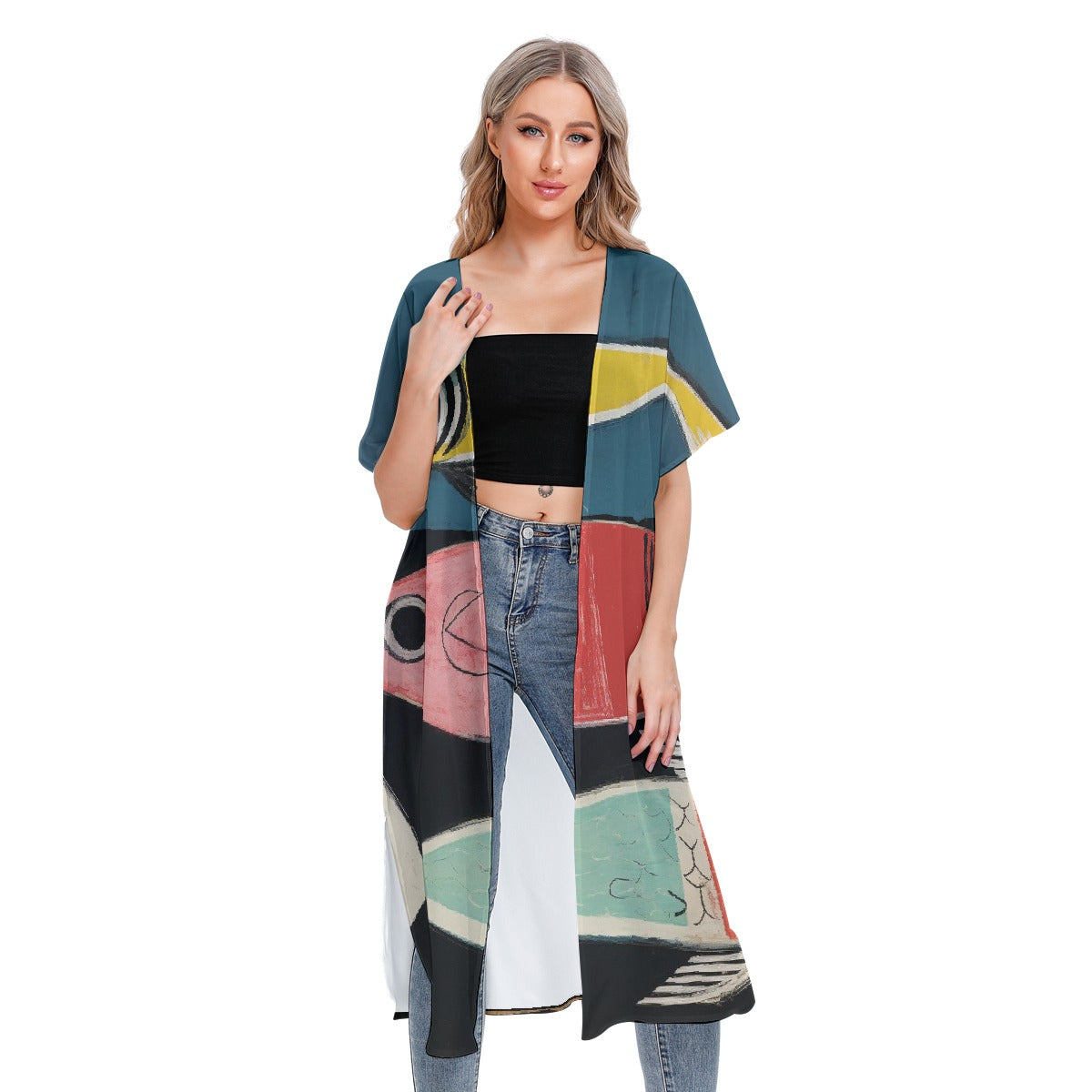 All-Over Print Women's Short Sleeve Cardigan