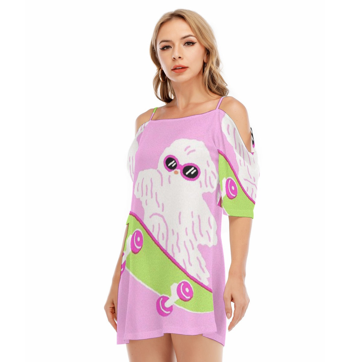 All-Over Print Women's Off-shoulder Cami Dress