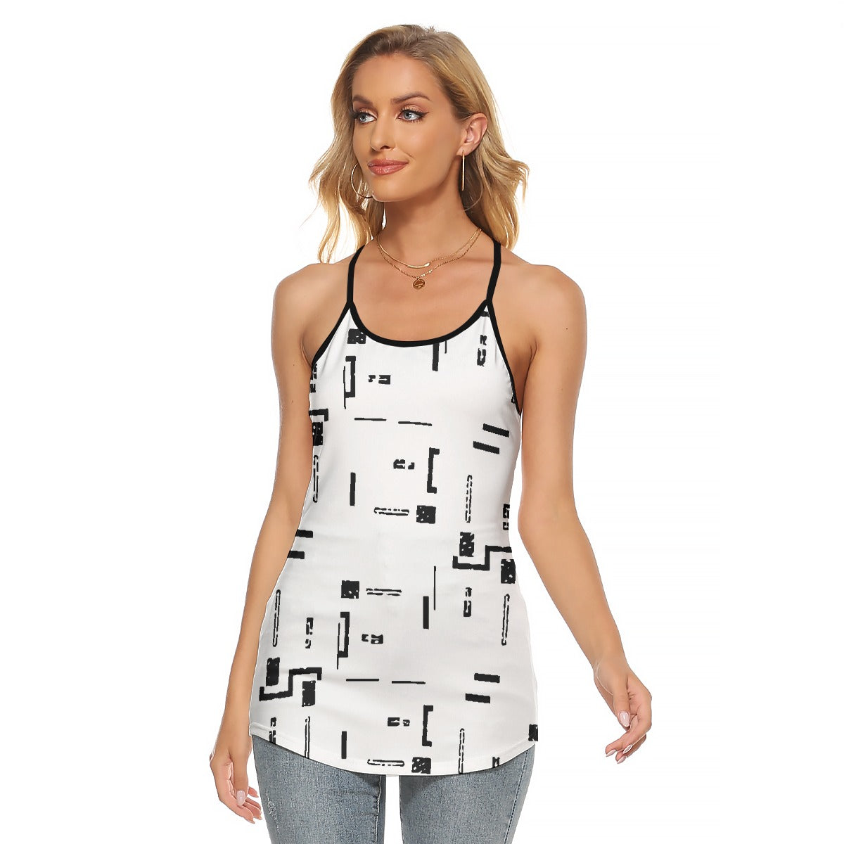 All-Over Print Women's Criss-Cross Open Back Tank Top