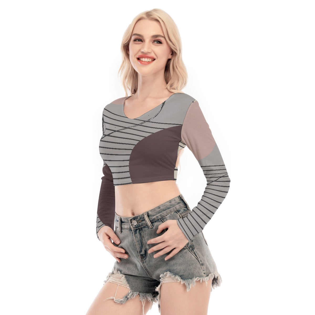 All-Over Print Women's Back Hollow T-shirt With Strap