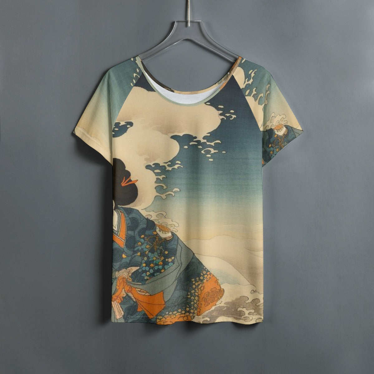 All-Over Print Women's Round Neck T-shirt With Raglan Sleeve