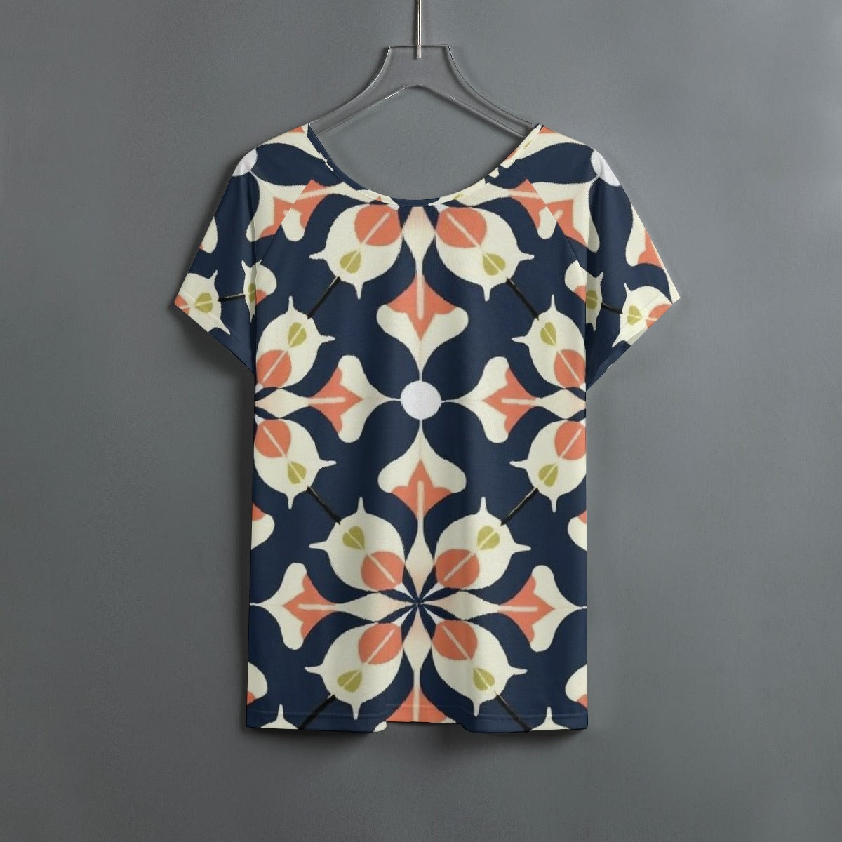 All-Over Print Women's Round Neck T-shirt With Raglan Sleeve