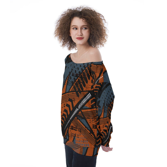 All-Over Print Oversized Women's Off-Shoulder Sweatshirt