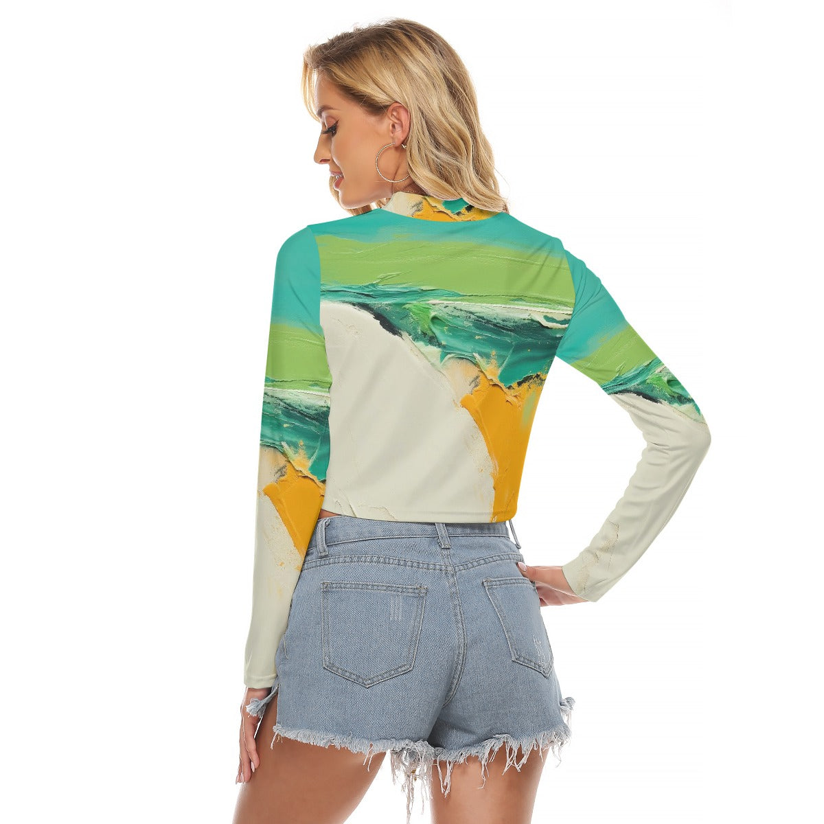 All-Over Print Women's Hollow Chest Keyhole Tight Crop Top