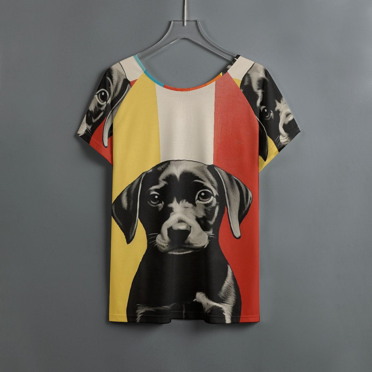 All-Over Print Women's Round Neck T-shirt With Raglan Sleeve