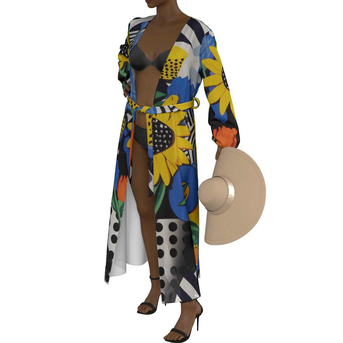 All-Over Print Women's Lace-up Chiffon Robe