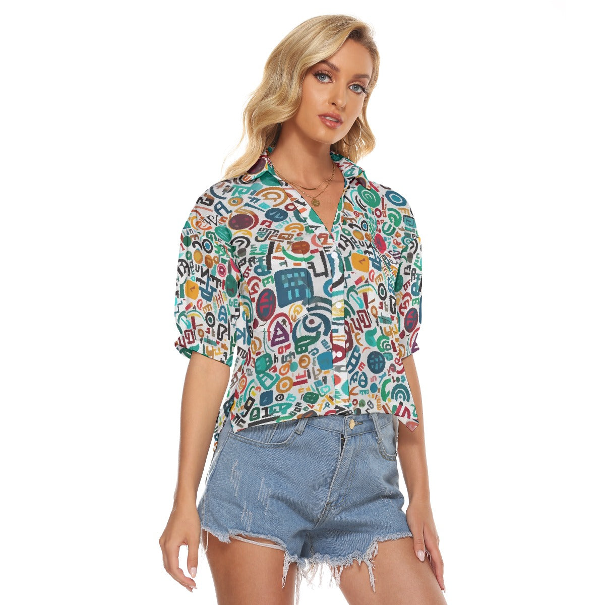All-Over Print Women's V-neck Shirts